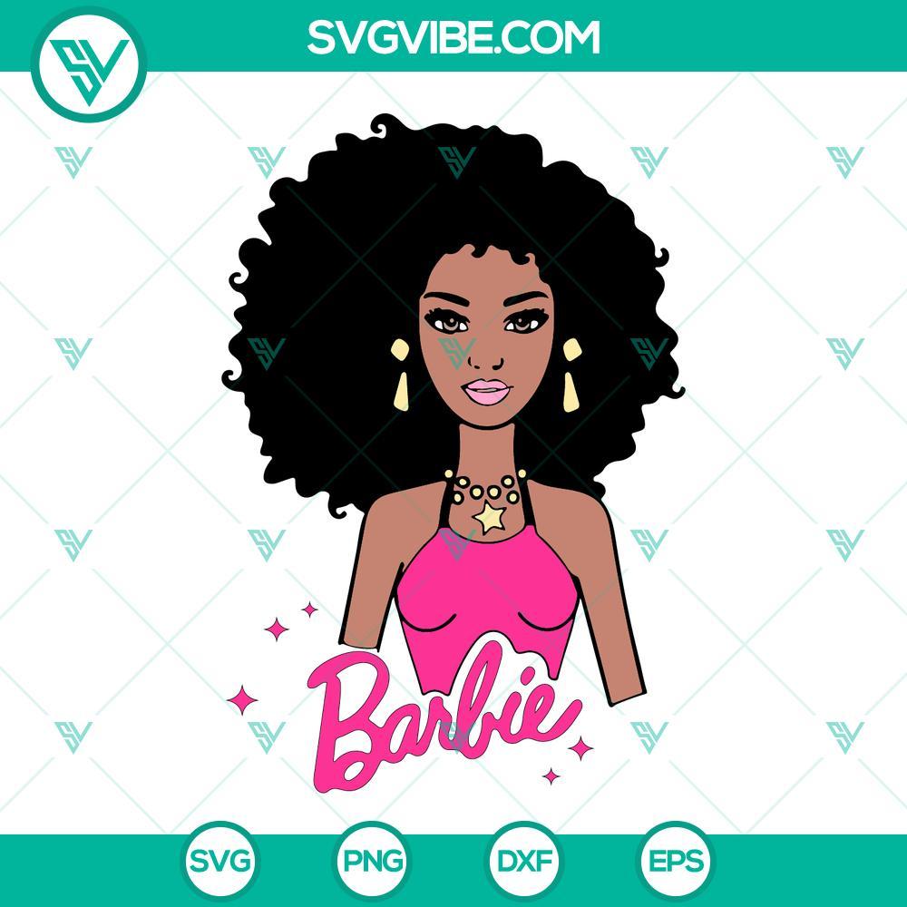 black barbie doll svg afro curly hair svg pink doll american african svg png dxf eps 9 mockup