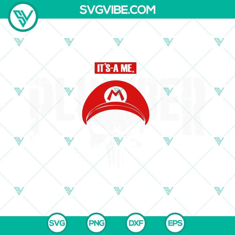 is a me the plumber super mario punisher svg mario skull svg funny super mario bros svg png dxf eps 6 mockup