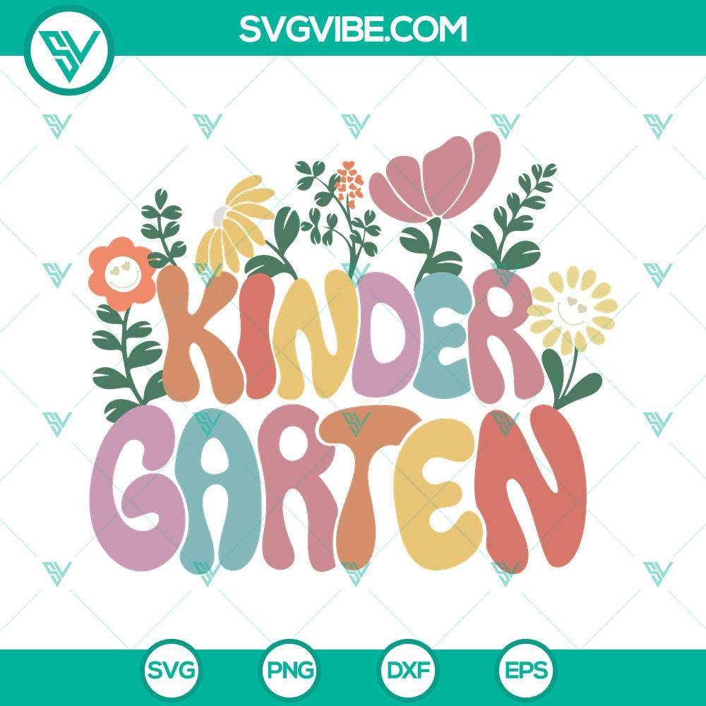 retro floral kindergarten svg pre school teacher svg kindergarten groovy svg back to school vibes svg png dxf eps 1 mockup