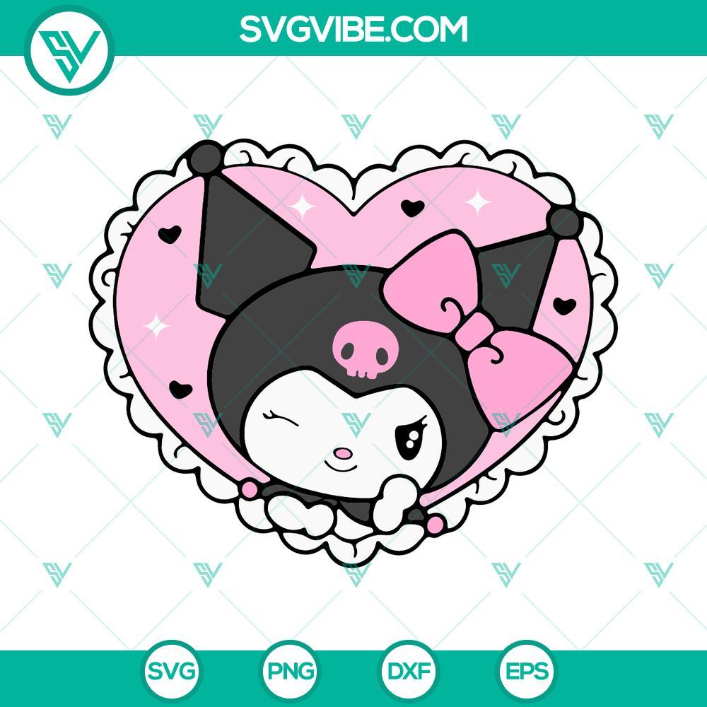 kuromi in heart svg cute sanrio svg hello kitty rabbit character svg png dxf eps cricut 5 mockup