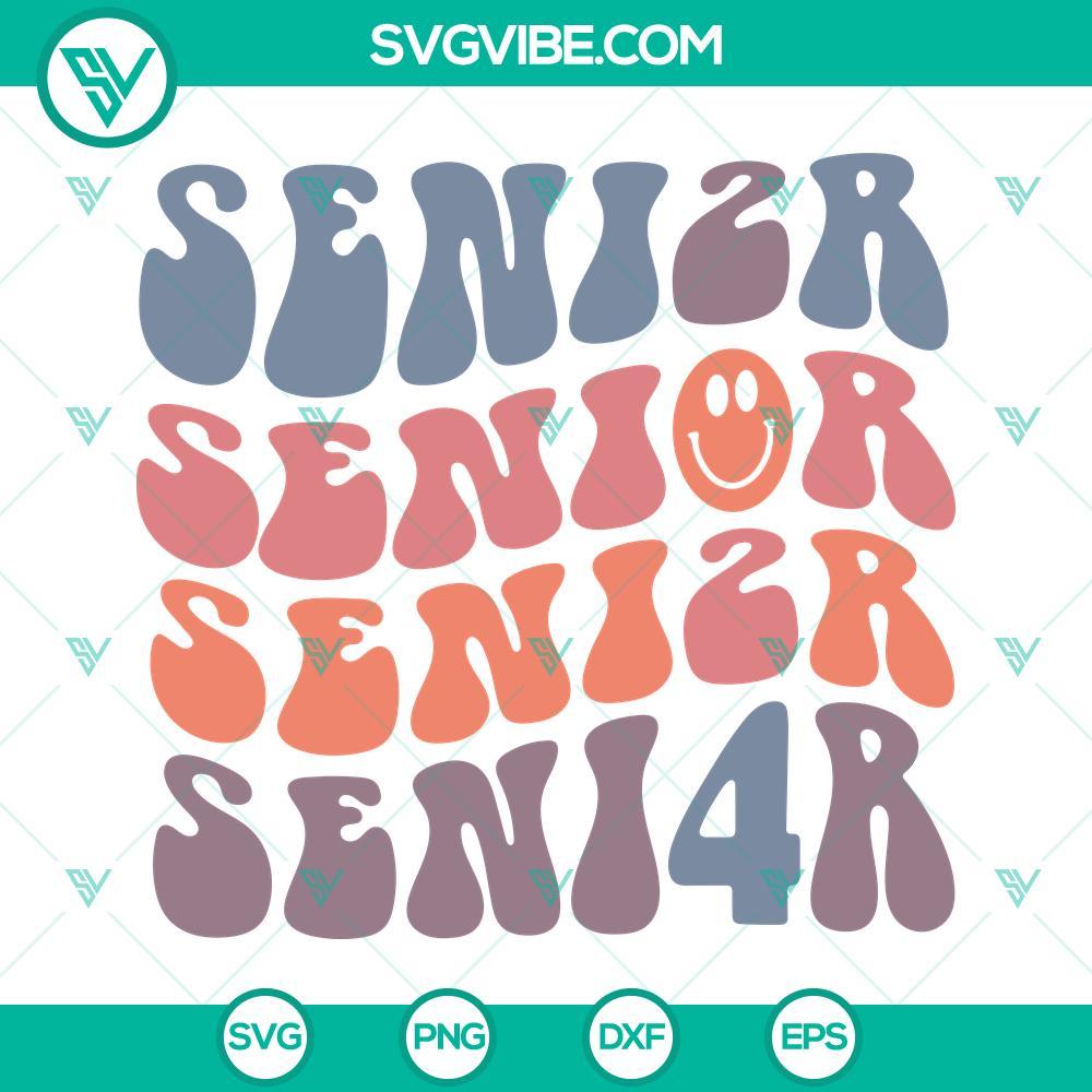 senior 2024 retro smiley svg senior 24 svg class of 2024 svg back to school svg png dxf eps instant download 4 mockup