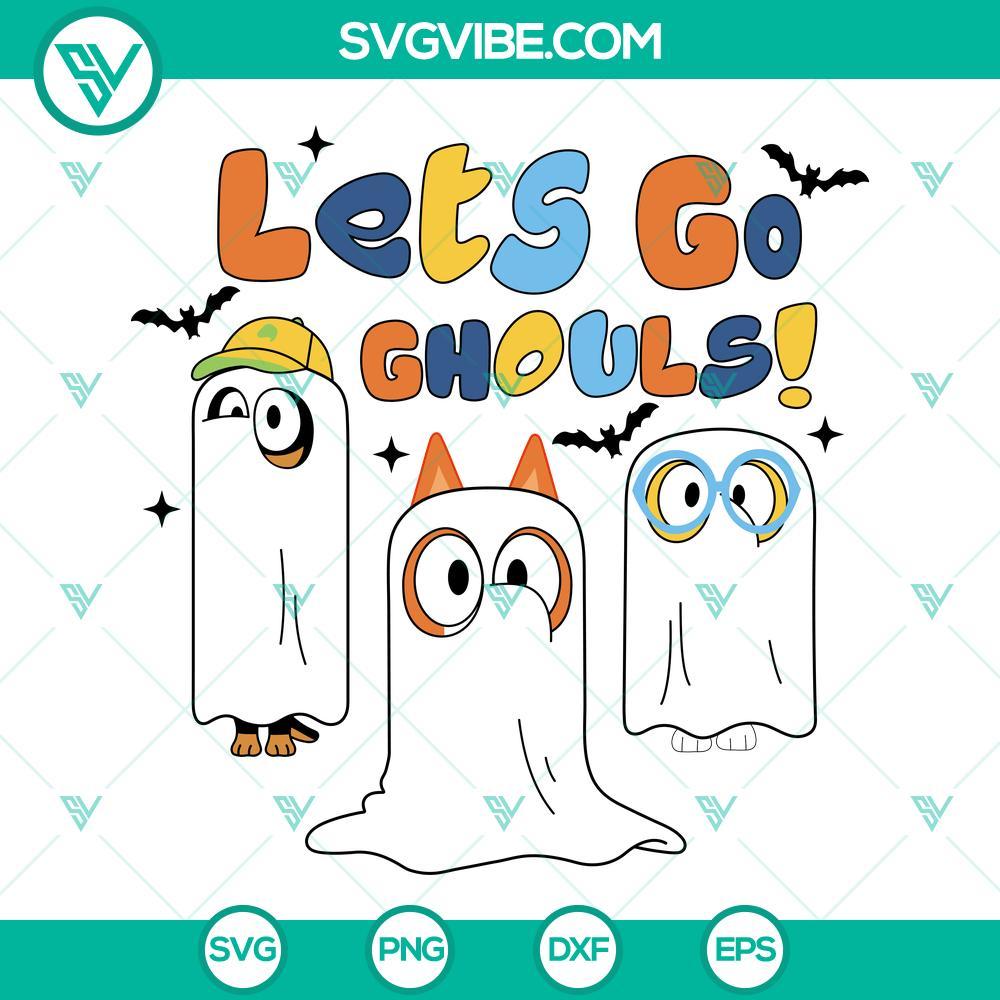 bluey friends let s go ghouls svg bluey ghost svg bluey halloween svg png dxf eps cricut files 4 mockup