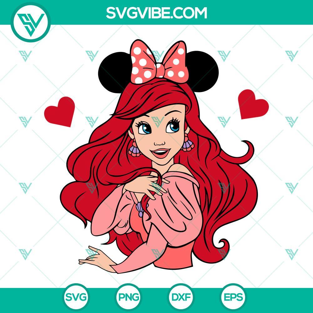 ariel princess svg minnie ears svg the little mermaid svg disney ariel valentine svg png dxf eps files 4 mockup