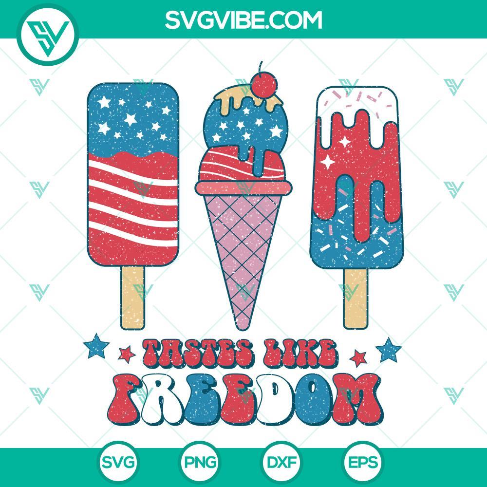 tastes like freedom distressed svg american flag ice cream svg happy 4th of july svg png dxf eps 10 mockup