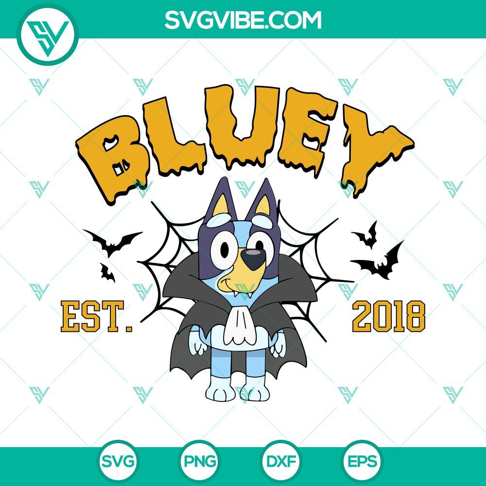 bluey halloween est 2018 svg bluey vampire svg bluey cartoon halloween svg png dxf eps 9 mockup