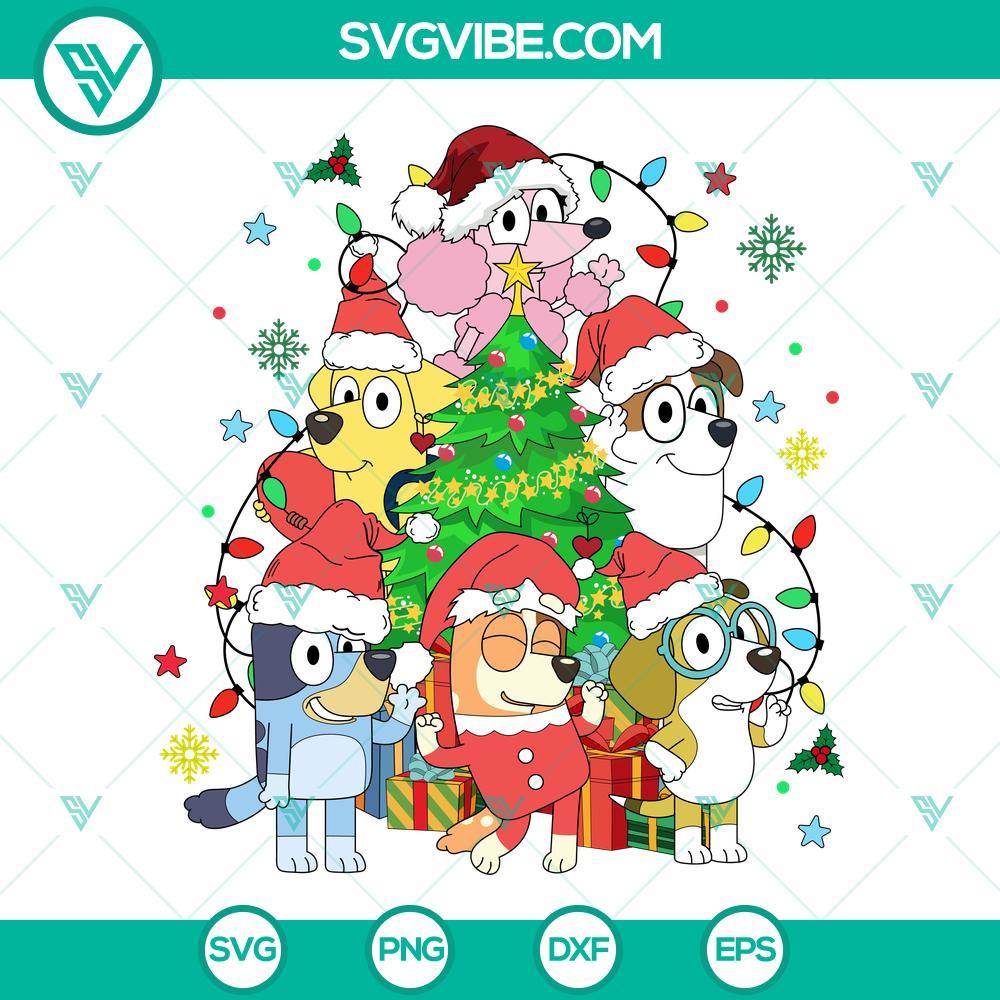 bluey friends christmas tree svg christmas cartoon svg bluey dog friends christmas svg 4 mockup