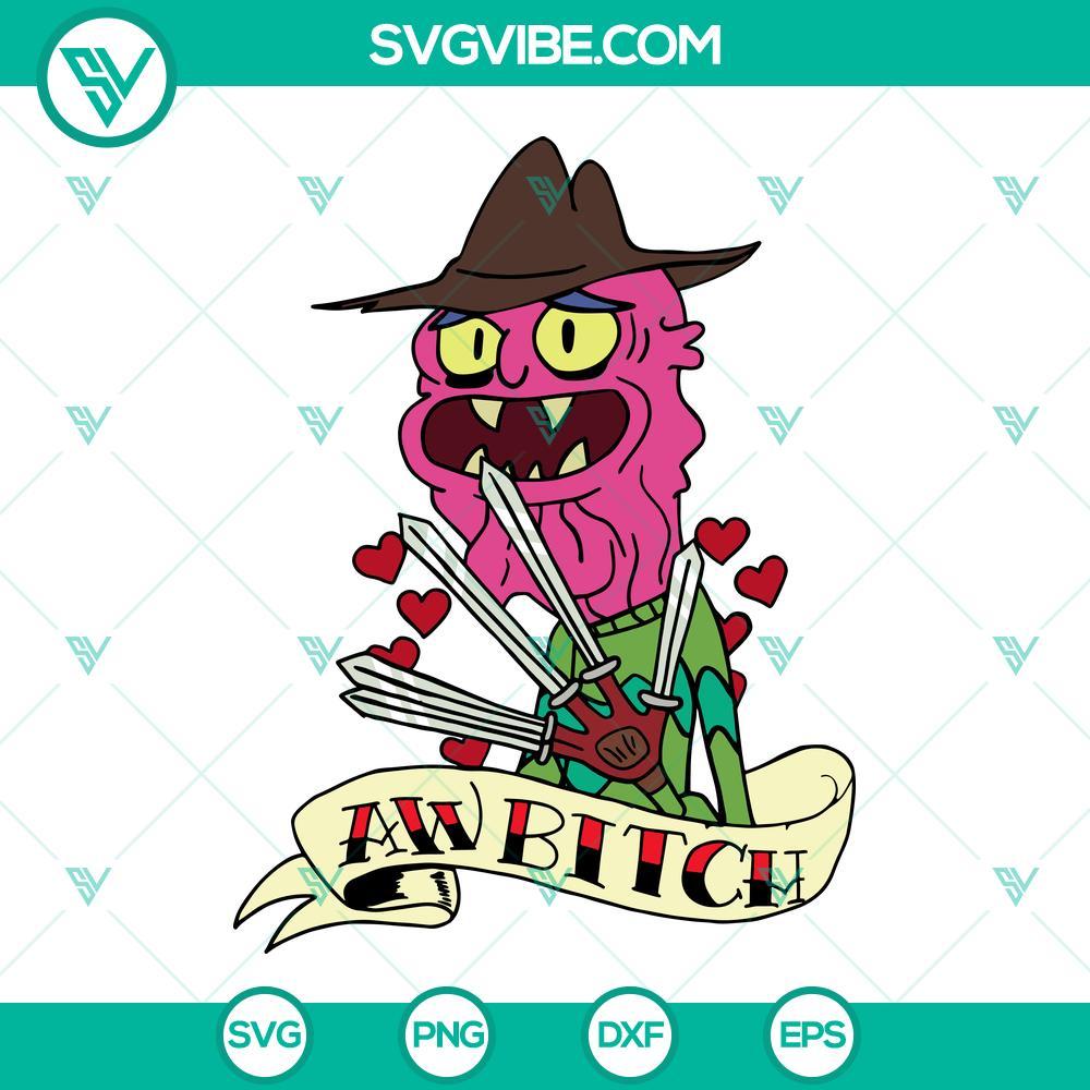 aw bitch rick and morty freddy krueger svg horror halloween cartoon svg 5 mockup