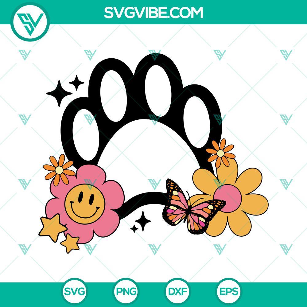 dog paw svg smiley floral butterfly svg dog lover svg dog mama svg png dxf eps 1 mockup