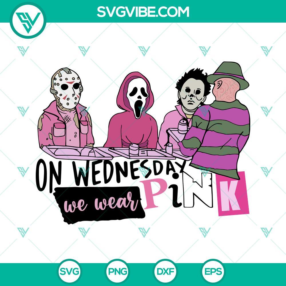 halloween horror characters on wednesday we wear pink svg horror mean girls svg png dxf eps 8 mockup