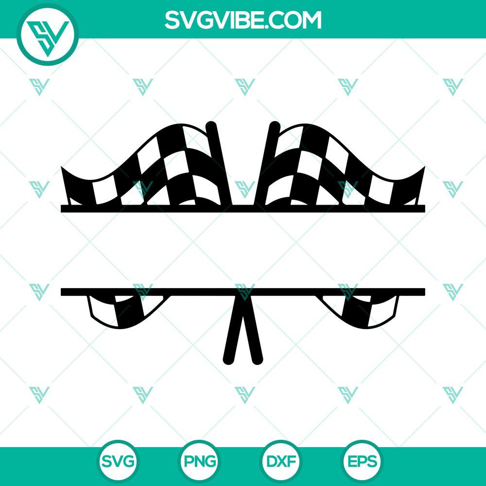 crossed racing flags split name svg racing frame svg checkered flag frame svg 6 mockup