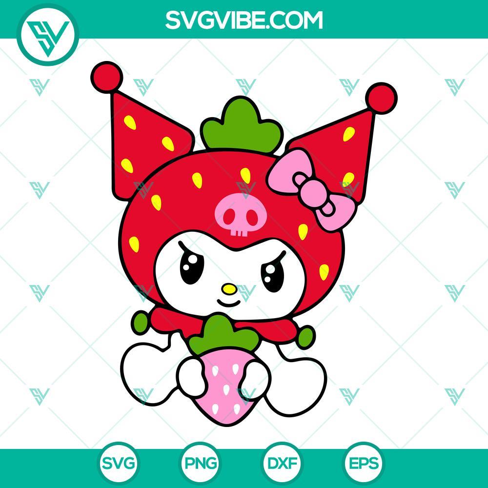 my melody kuromi strawberry svg bundle sanrio strawberry svg png dxf eps 5 mockup