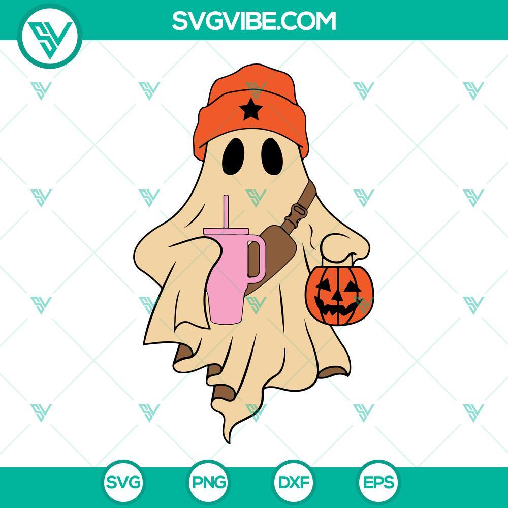 boo jee ghost svg cute ghost drinking svg png dxf eps files 4 mockup