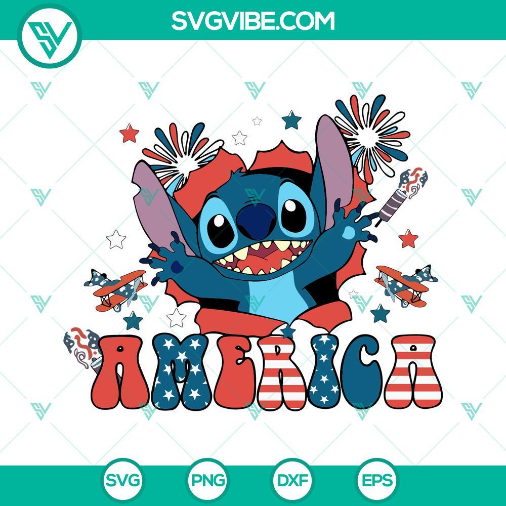 stitch america 4th of july svg fireworks svg disneyland independence day svg retro patriotic svg png dxf eps 5 mockup