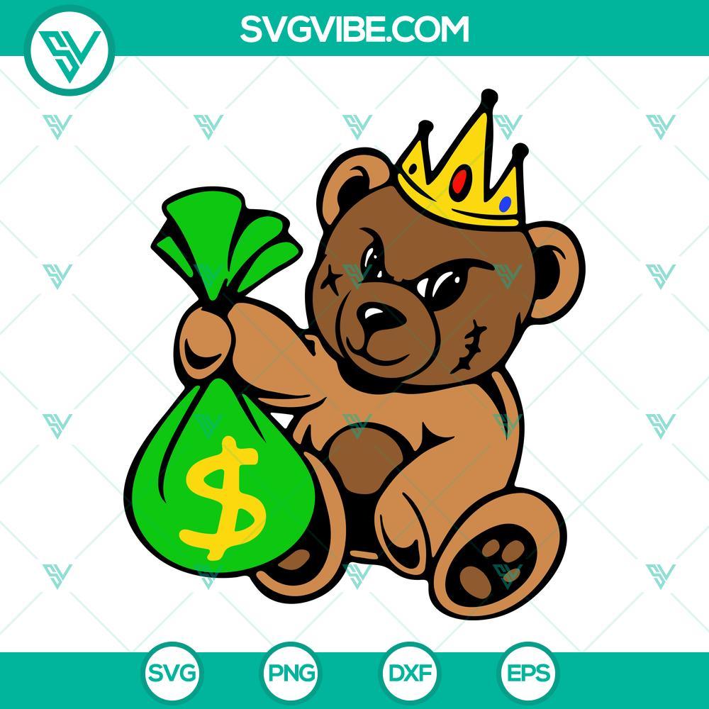 teddy bear gangster svg bear king money bag svg mafia bear svg png dxf eps cut files 1 mockup