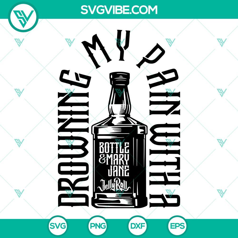 drowning my pain svg bottle and mary jane jelly roll svg png dxf eps files 1 mockup