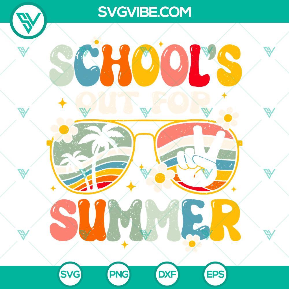 school s out for summer svg retro last day of school svg sunglasses hello summer svg summer beach vacation svg png dxf eps 6 mockup