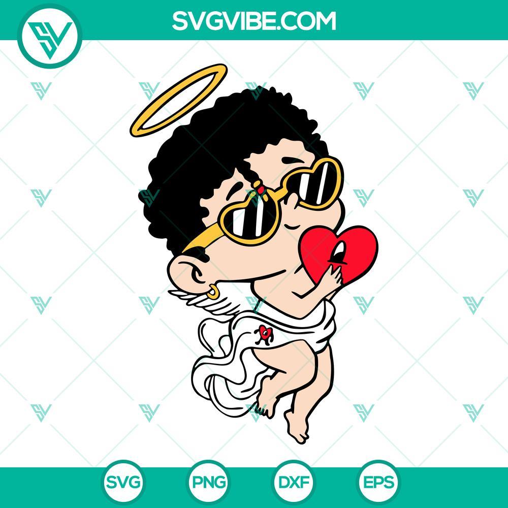 baby benito angel svg bad bunny cupid with heart svg benito is my valentine svg un san valentin sin ti svg png dxf eps 4 mockup