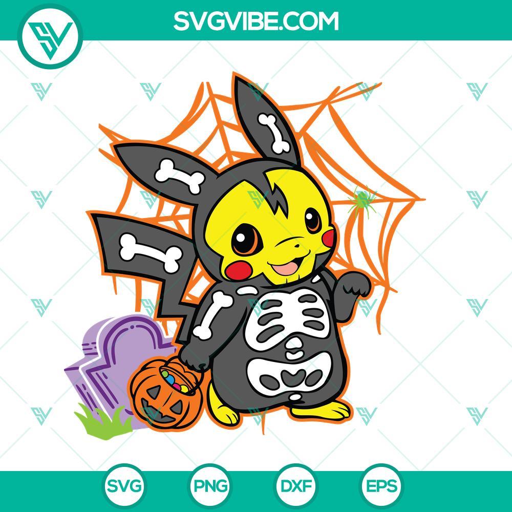 pikachu skeleton pumpkin svg pikachu halloween svg pokemon halloween svg png dxf eps 1 mockup