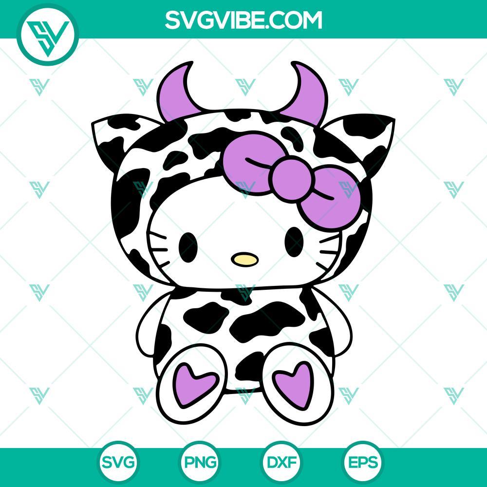 hello kitty cow svg kawaii cat svg cute kitty cat heifer svg png dxf eps cut files 1 mockup