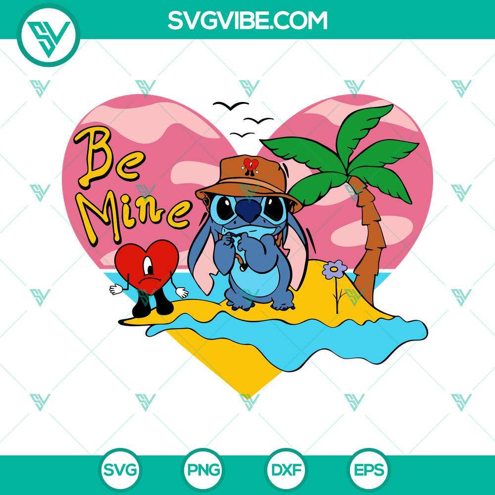 stitch bad bunny be mine svg baby benito stitch sad heart svg bebesota svg un san valentin sin ti svg png dxf eps files 3 mockup