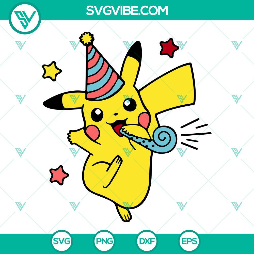 pikachu birthday svg pokemon birthday party svg png dxf eps cricut 5 mockup