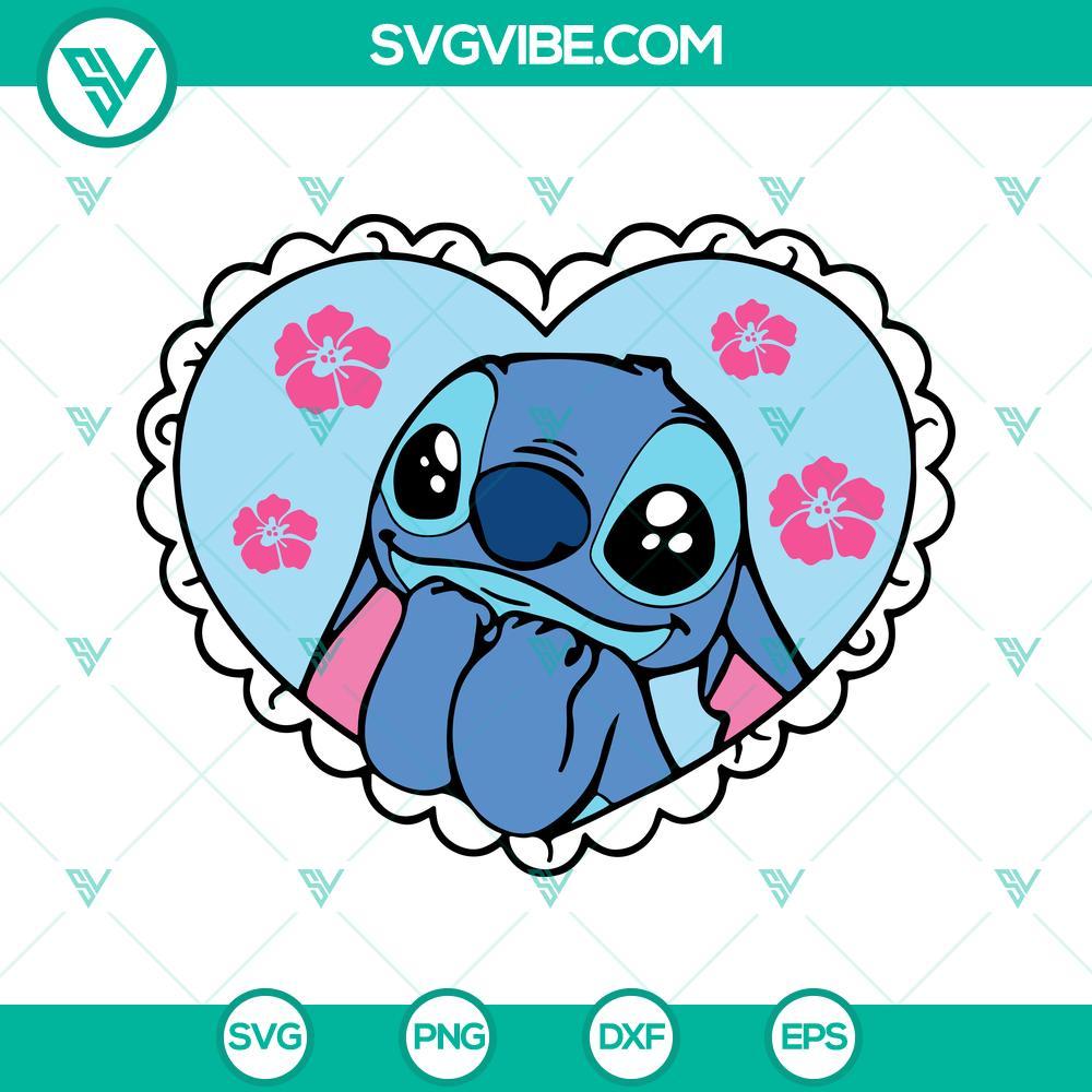 stitch hibiscus flowers in heart svg lilo and stitch svg cute disney cartoon svg png dxf eps 5 mockup