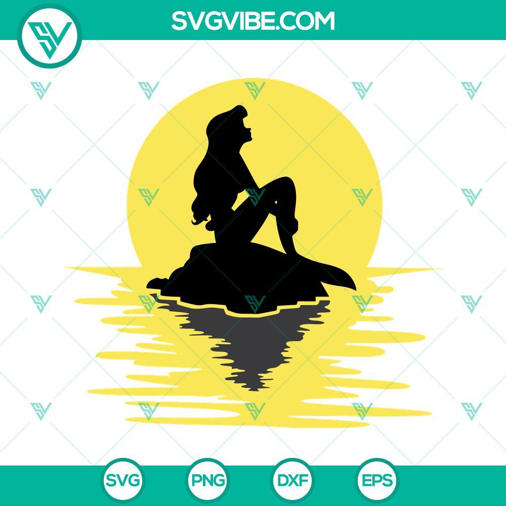 ariel svg princess sitting under the moon svg the little mermaid svg png dxf eps cricut files 7 mockup