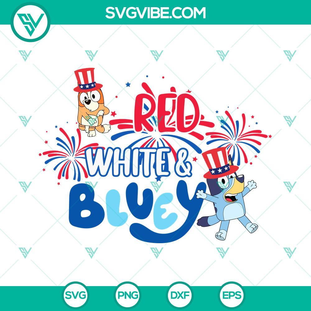 red white and bluey svg bluey and bingo dancing svg 4th of july party svg fireworks independence svg png dxf eps 10 mockup