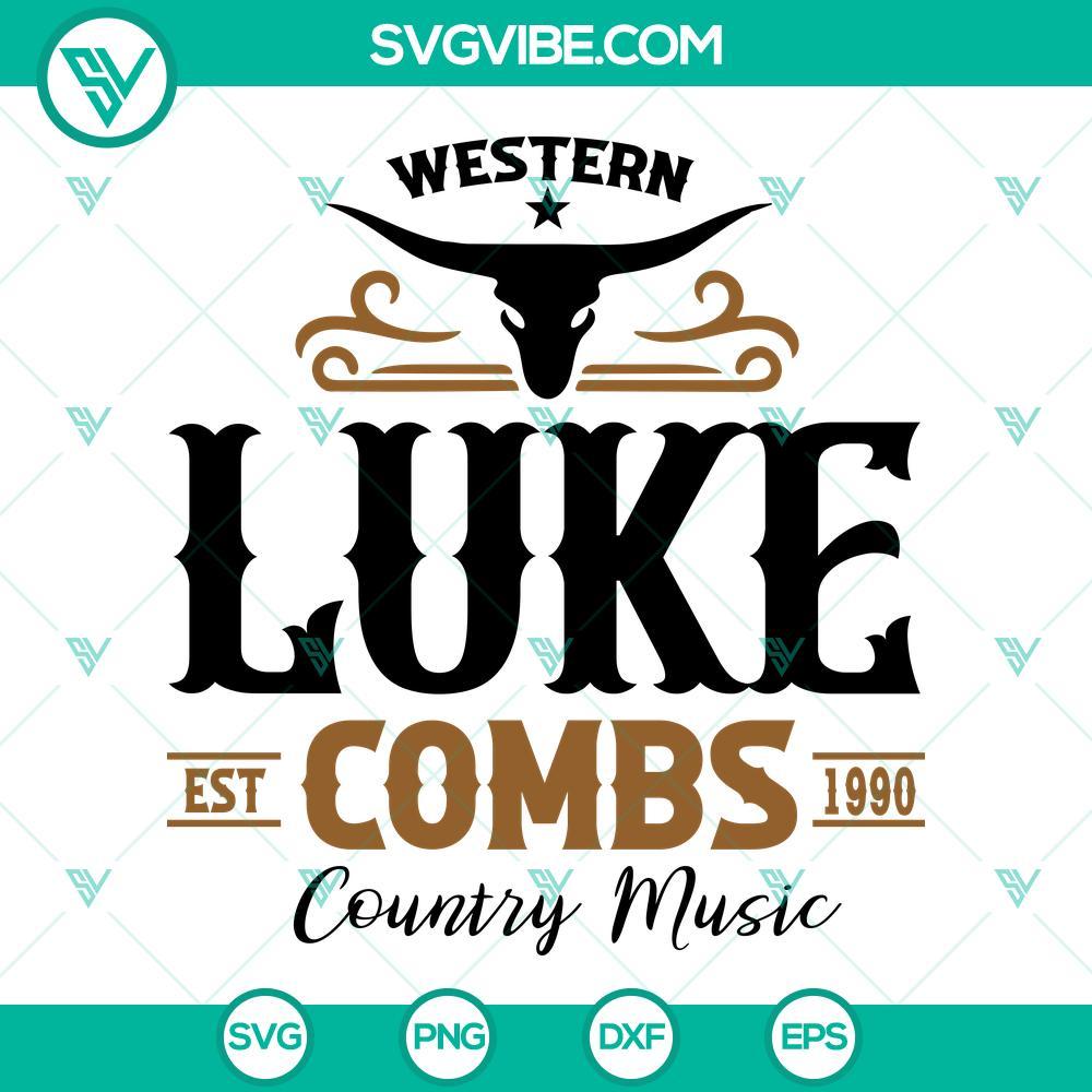 western luke combs est 1990 country music svg concert tour svg png dxf eps 6 mockup