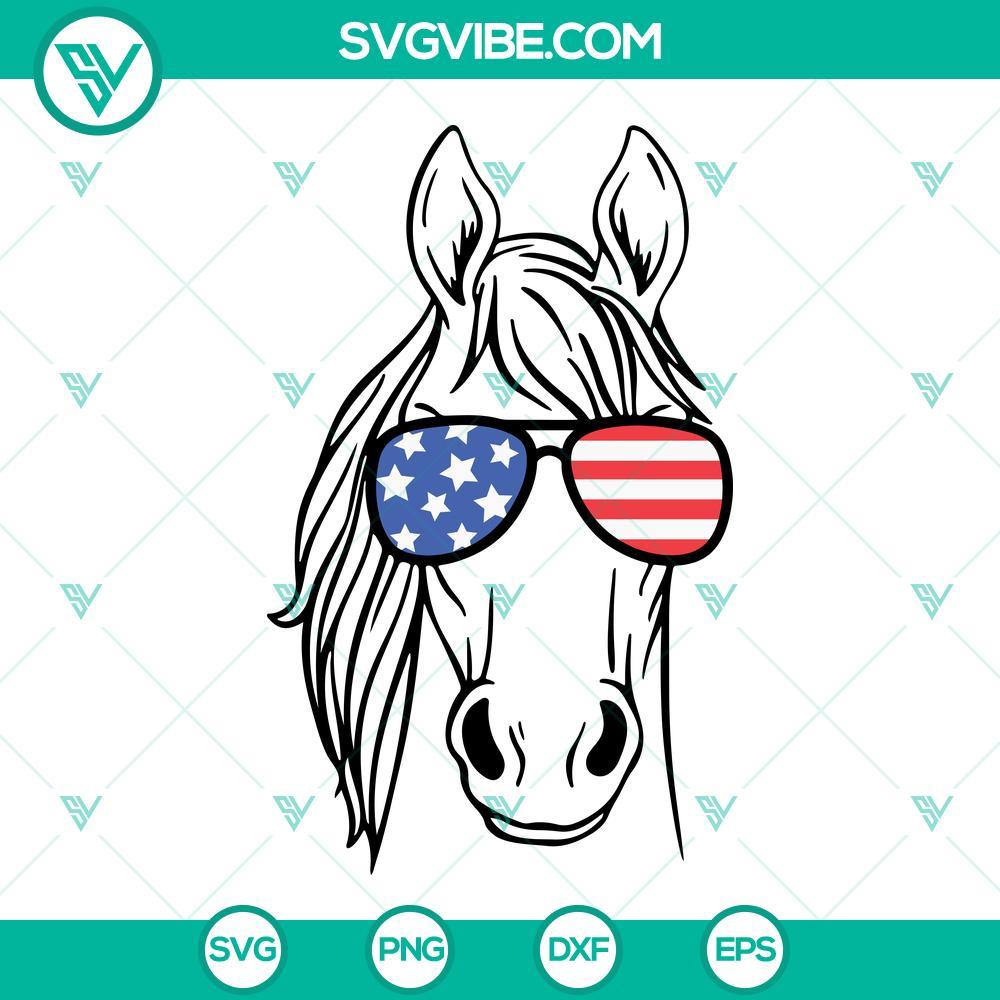 horse american flag sunglasses svg america horse svg funny 4th of july svg png dxf eps cricut 1 mockup