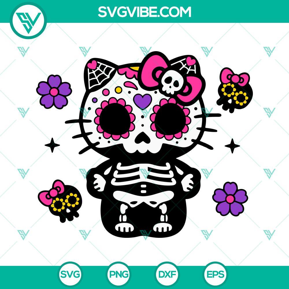 day of the dead hello kitty svg kitty dia de los muertos svg png dxf eps files 2 mockup