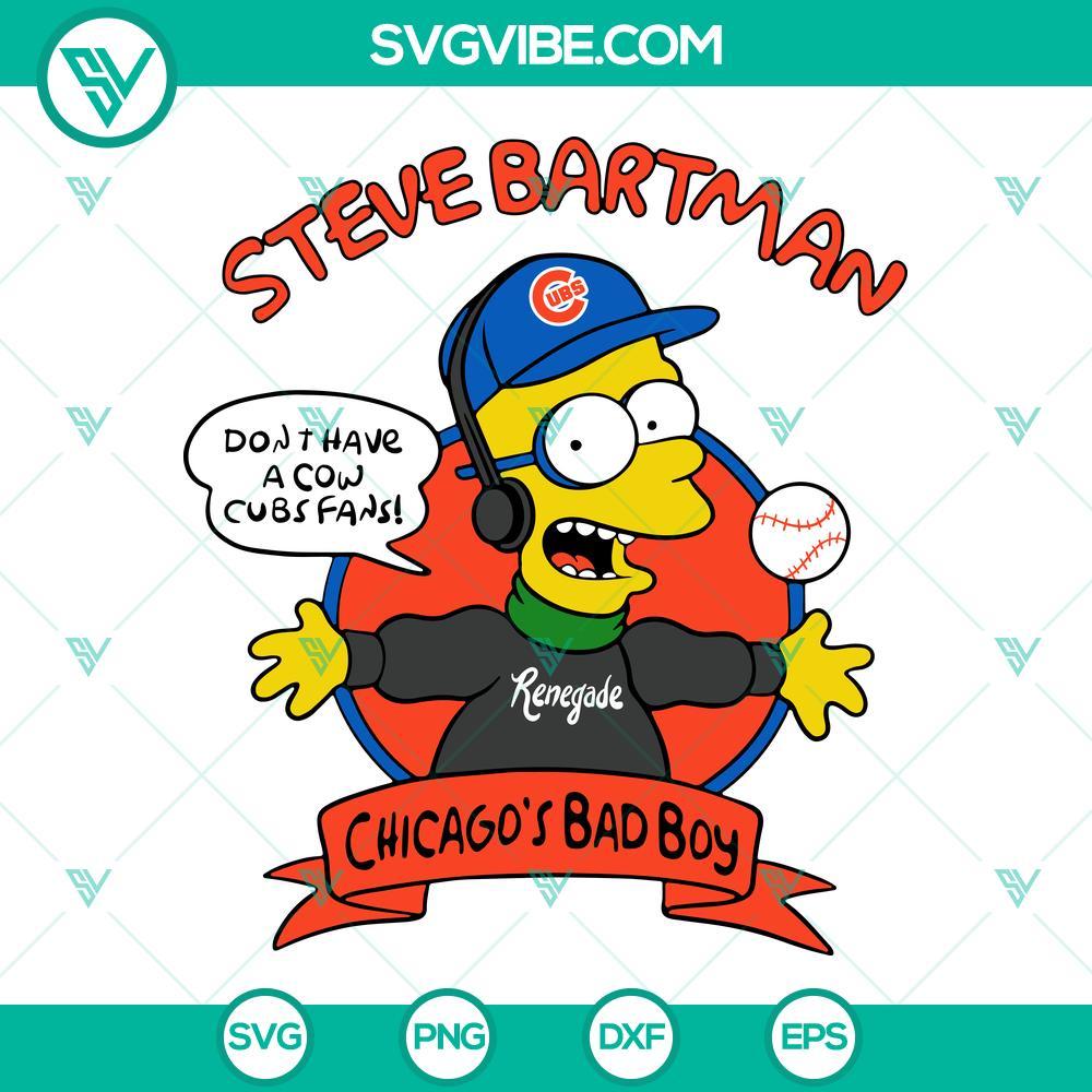 steve bartman svg chicago s bad boy svg bart simpson chicago cubs svg png dxf eps files 3 mockup