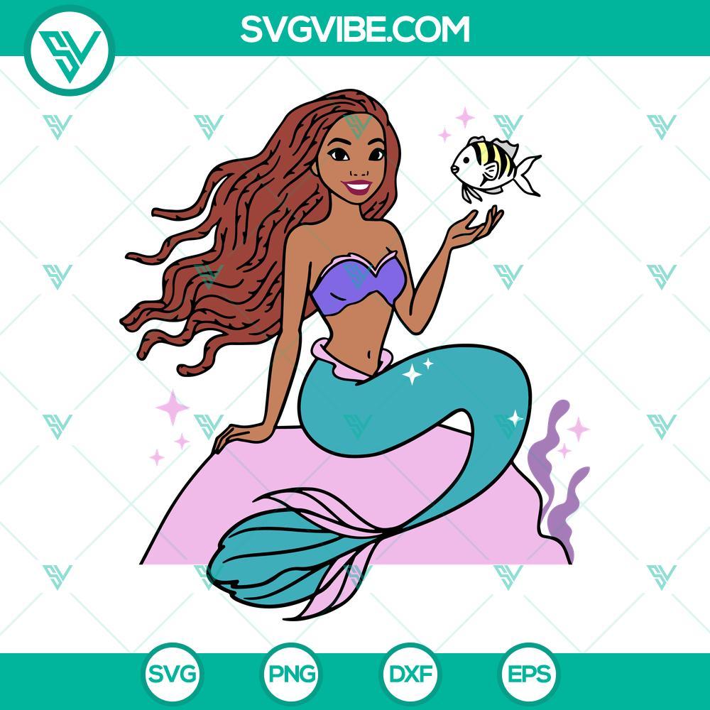 black ariel svg the little mermaid 2023 svg png dxf eps cricut files 10 mockup