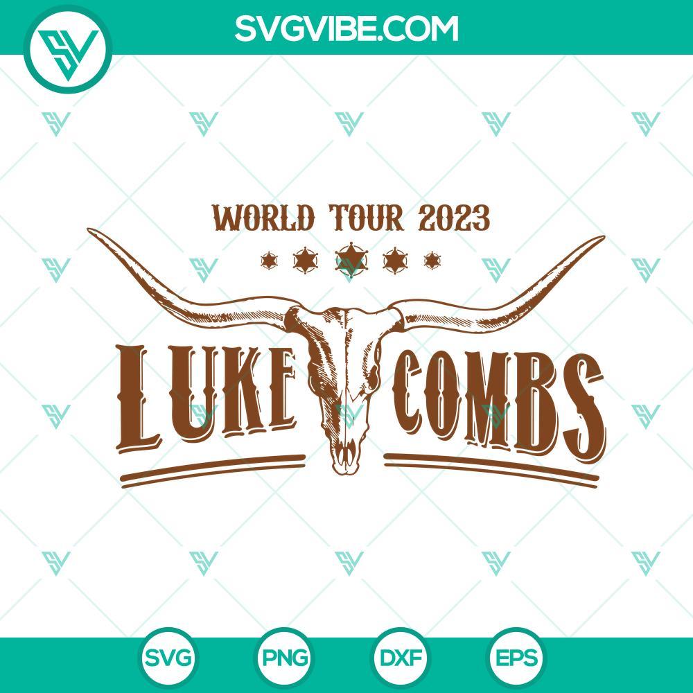 world tour 2023 luke combs svg western bull skull svg country music svg png dxf eps cricut 9 mockup