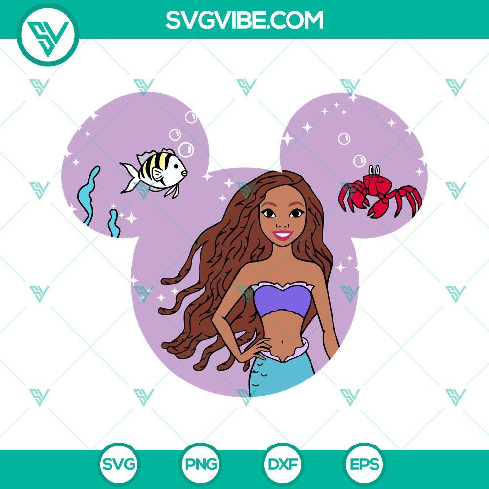 little mermaid 2023 svg black ariel mouse ears svg png dxf eps files 5 mockup