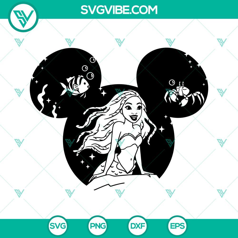 the little mermaid 2023 mickey ears svg afro ariel princess mouse ears svg png dxf eps files 6 mockup