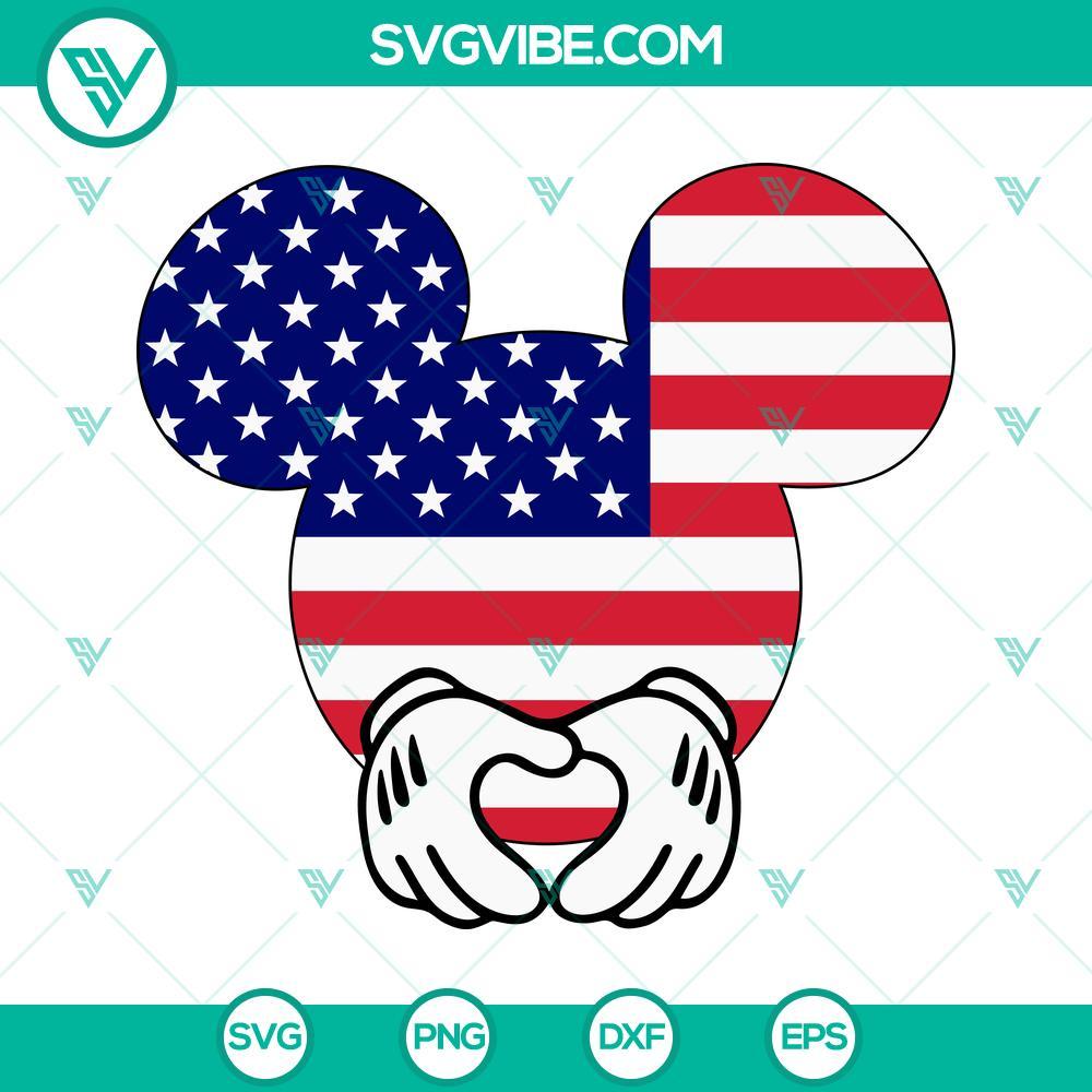 mickey head us flag heart sign svg 4th of july svg freedom day svg png dxf eps cut files 9 mockup