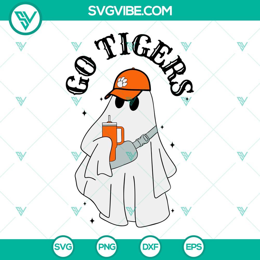 go tigers football boojee ghost svg clemson tigers ghost drinking stanley tumbler svg png dxf eps files 10 mockup