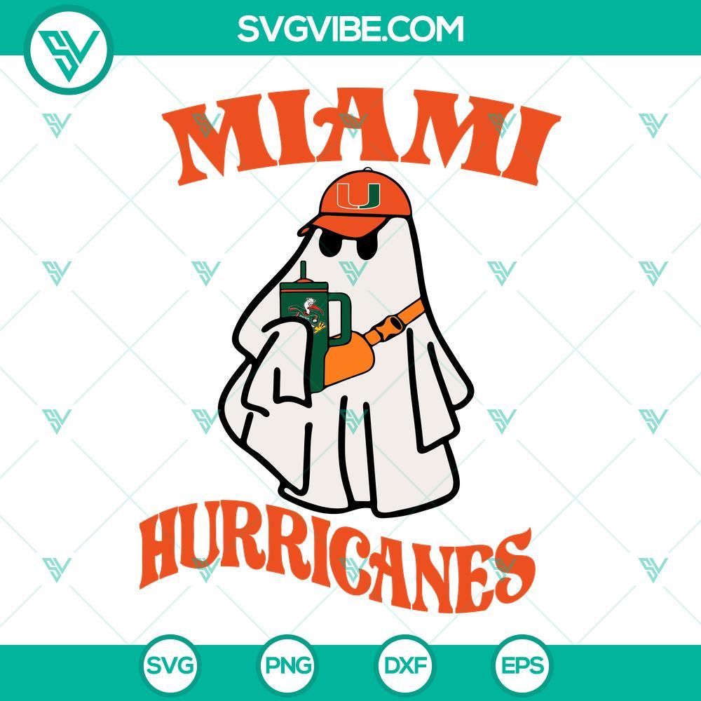 miami hurricanes boojee ghost svg ghost drinking stanley tumbler svg png dxf eps files 6 mockup