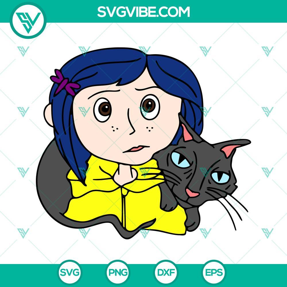 coraline jones and cat svg coraline svg button girl movie png dxf eps 10 mockup