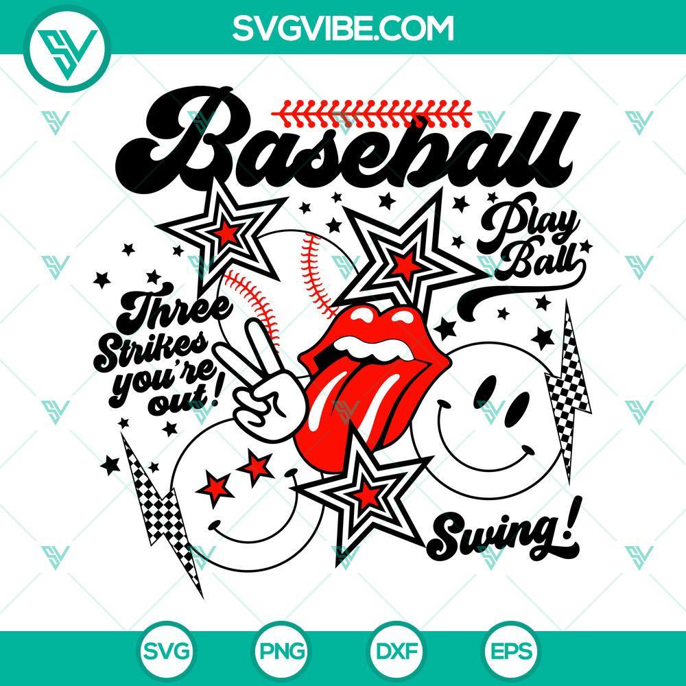 smiley face baseball svg play ball svg three strikes you re out svg baseball svg png dxf eps 9 mockup