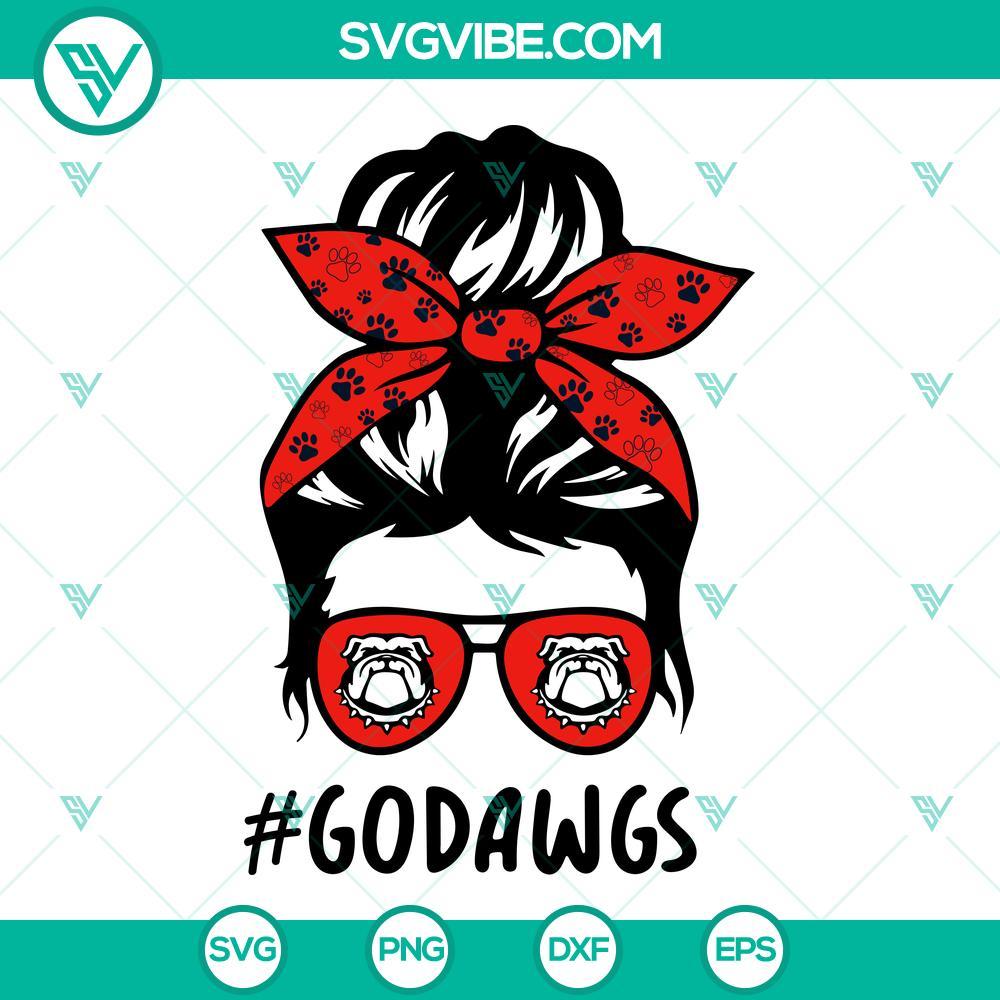 messy bun go dawgs mom and daughter svg bulldawgs football svg georgia bulldogs svg png dxf eps 10 mockup