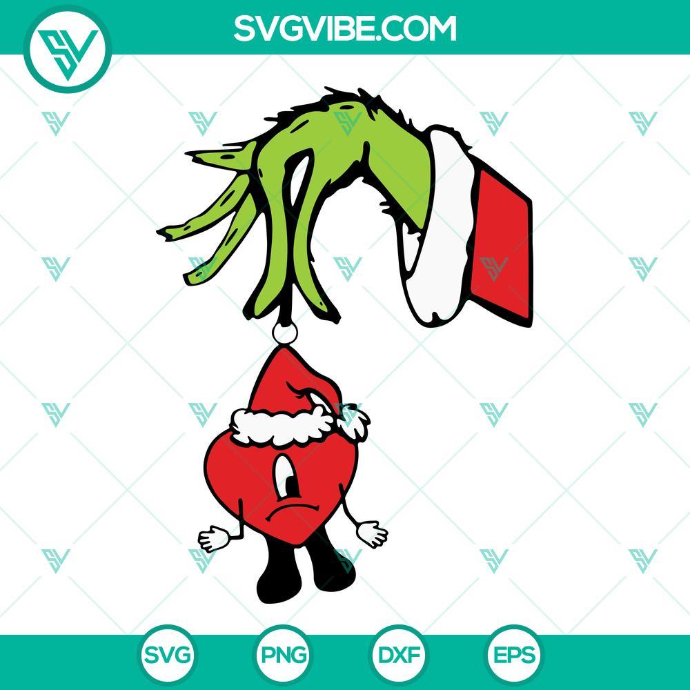 grinch stole bad bunny heart svg christmas bad bunny svg grinch hand svg cricut silhouette 8 mockup