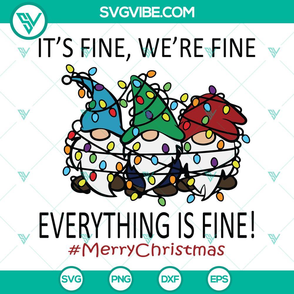 merry christmas gnomes svg its fine were fine everything is fine svg gnomes christmas lights svg 1 mockup