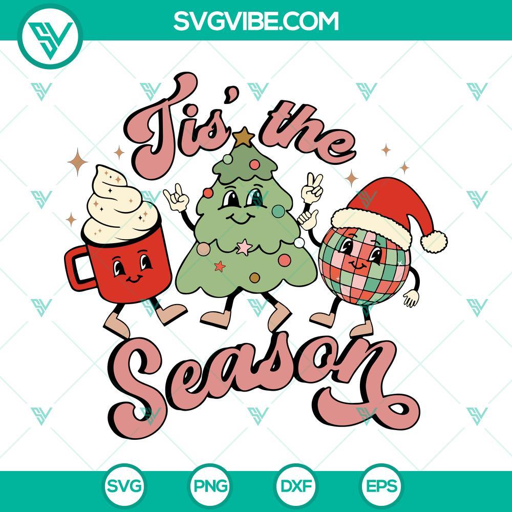 tis the season svg retro christmas svg christmas tree hot cocoa svg design download 4 mockup