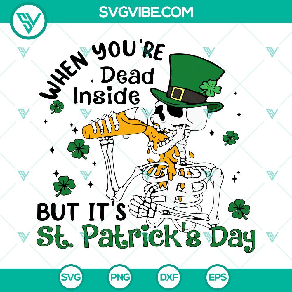 when youre dead inside but its st patricks day svg irish skeleton drinking beer svg funny svg 3 mockup