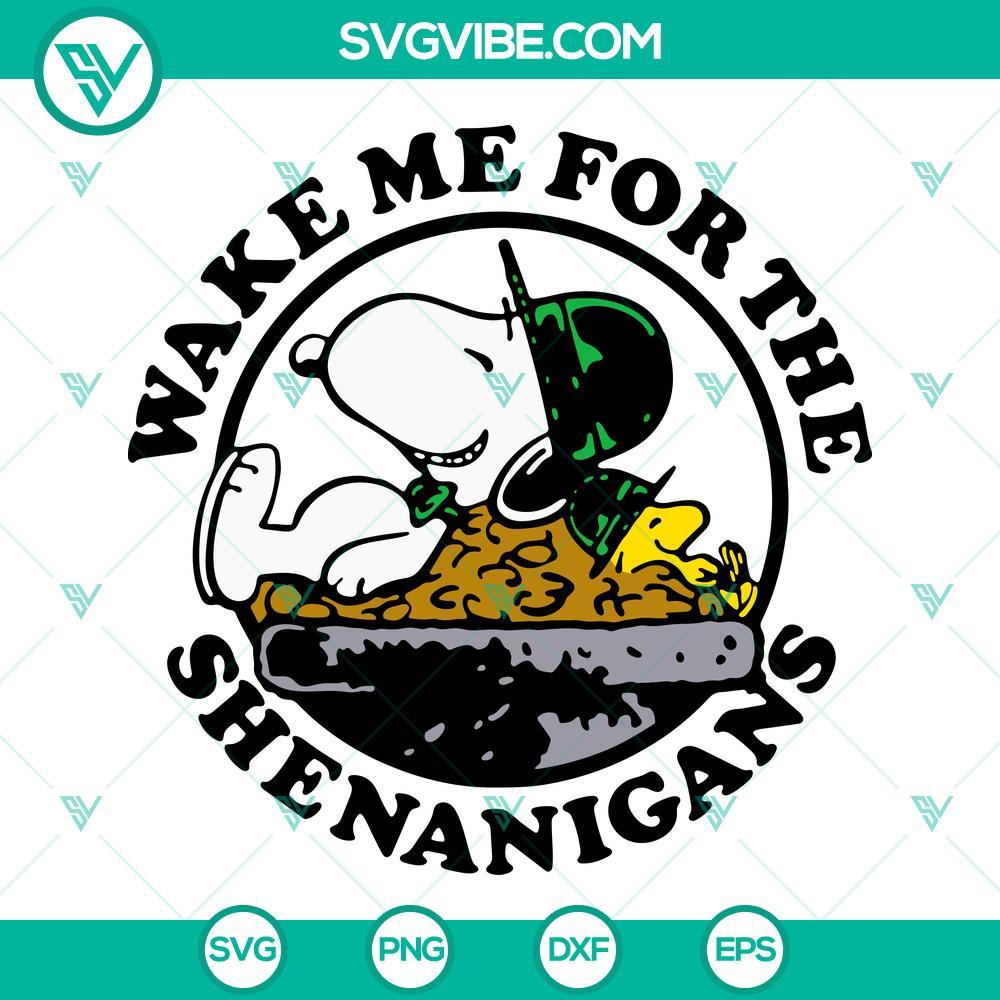 wake me for the shenanigans svg peanuts leprechaun svg snoopy st patricks day svg png dxf eps cut files 4 mockup