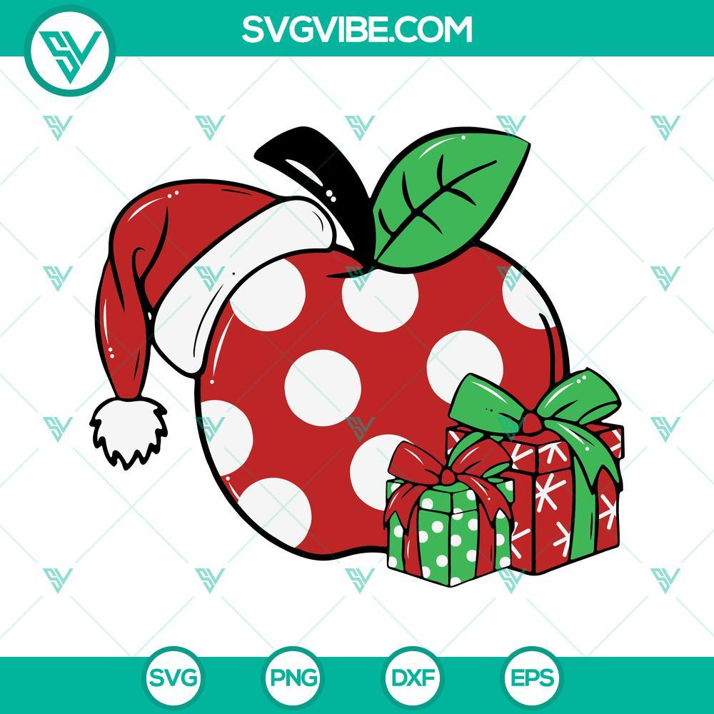 apple santa hat christmas svg christmas teacher apple svg teacher gift christmas svg 3 mockup