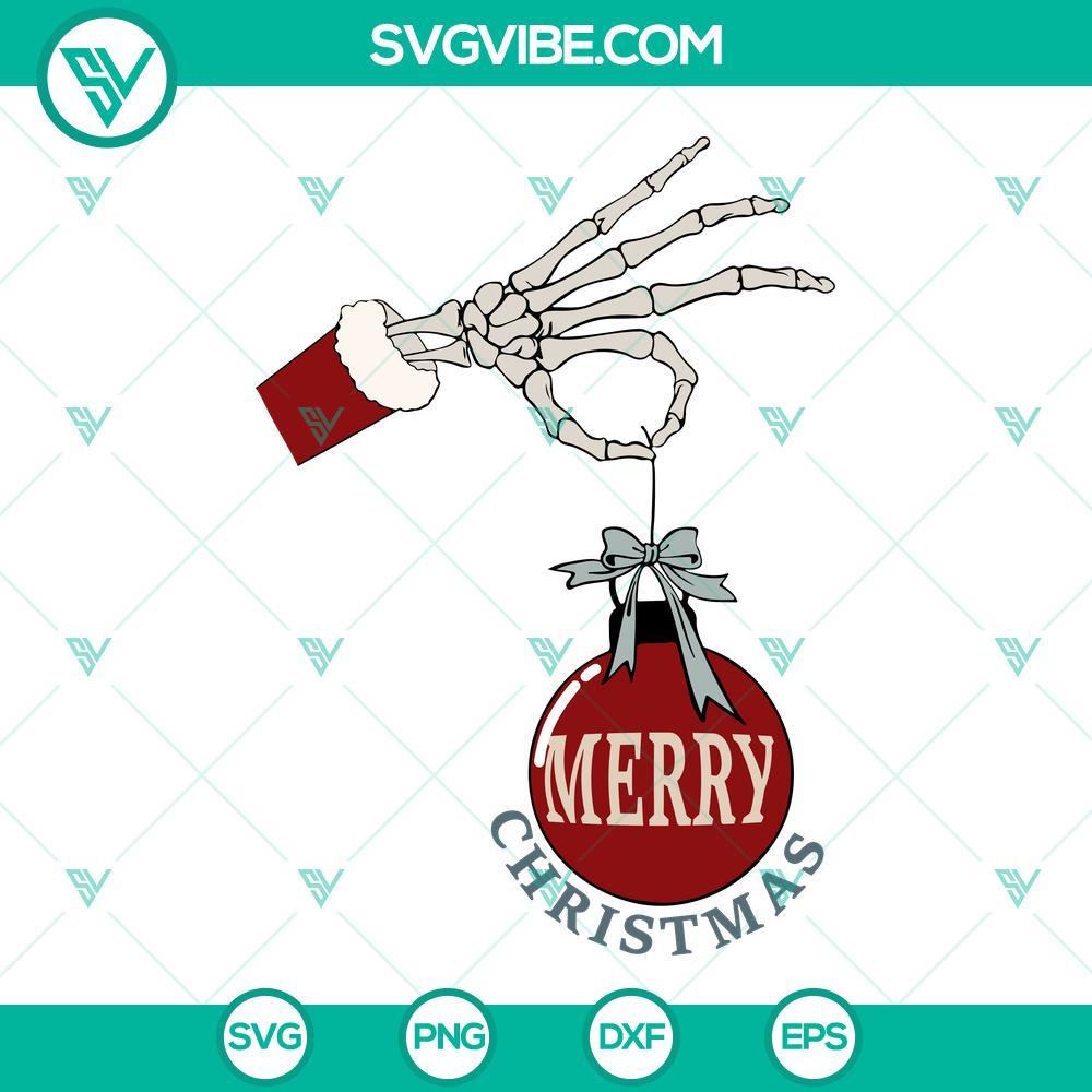 skeleton hand holding ornament merry christmas svg png eps dxf cut files 2 mockup