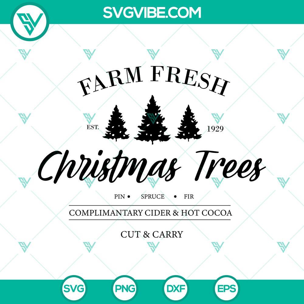 farm fresh christmas trees svg farmhouse merry christmas svg png dxf eps cut files 1 mockup